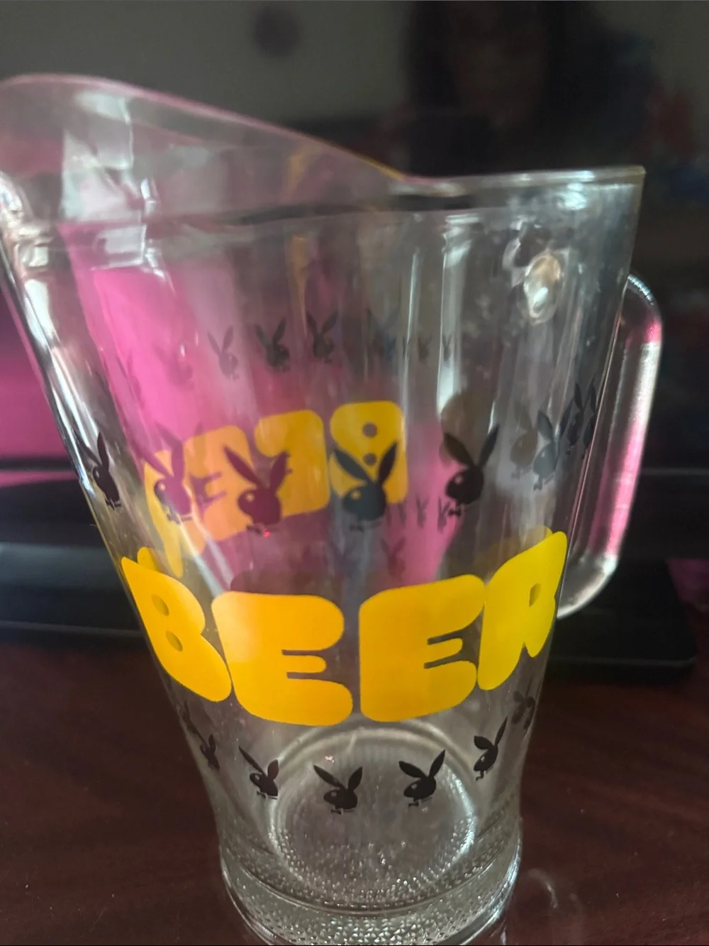 Playful Yellow Beer Glass Pitcher playboy